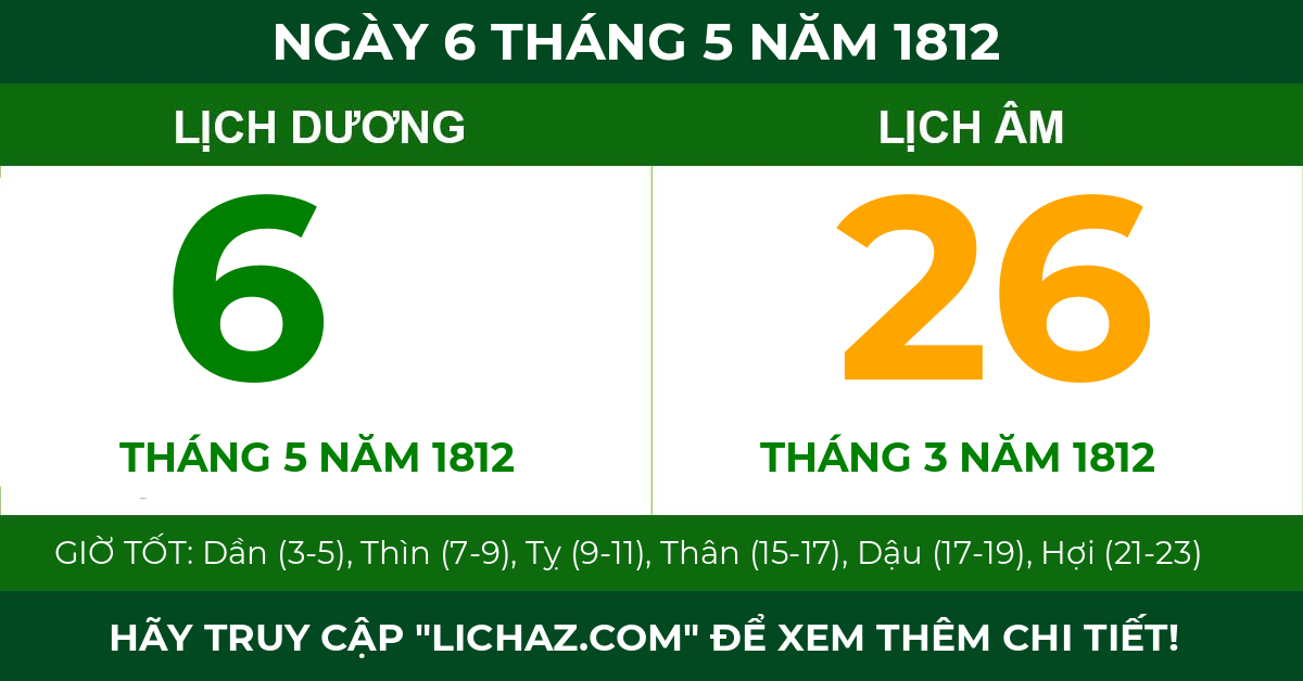 lịch âm ngày 6 tháng 5 năm 1812