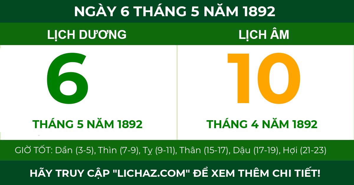 lịch âm ngày 6 tháng 5 năm 1892