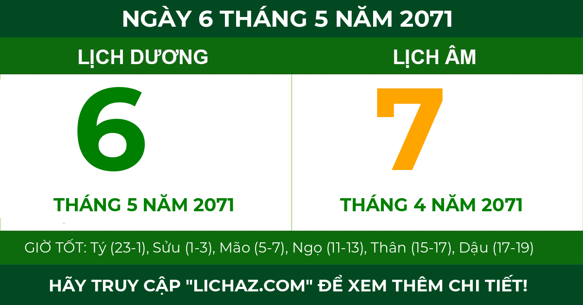 lịch âm ngày 6 tháng 5 năm 2071