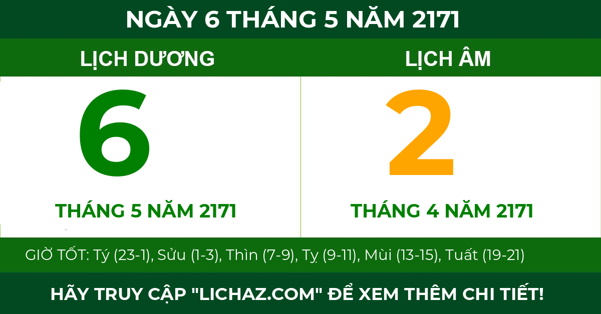 lịch âm ngày 6 tháng 5 năm 2171