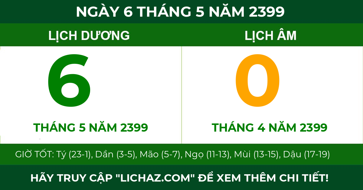 lịch âm ngày 6 tháng 5 năm 2399