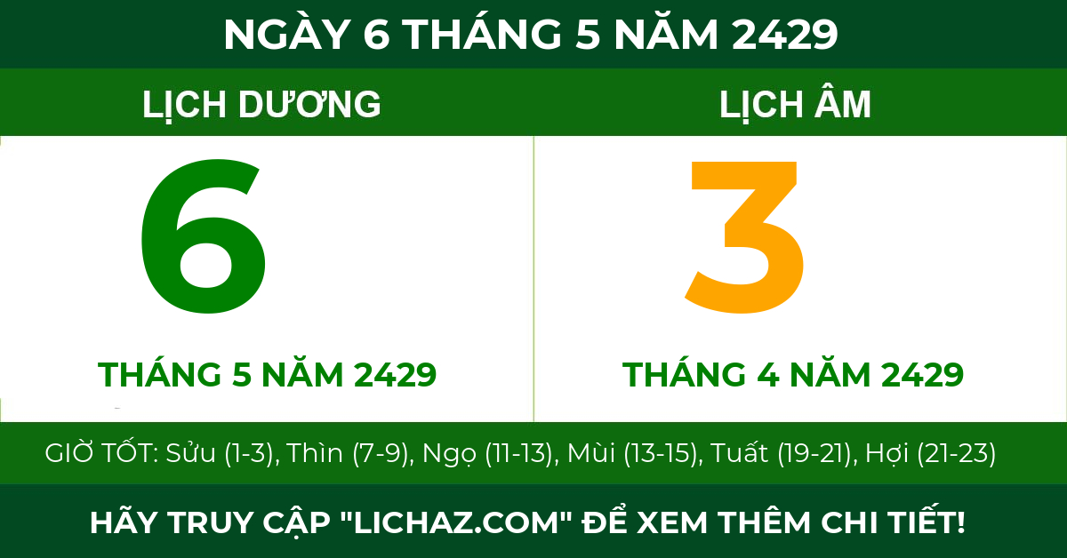 lịch âm ngày 6 tháng 5 năm 2429