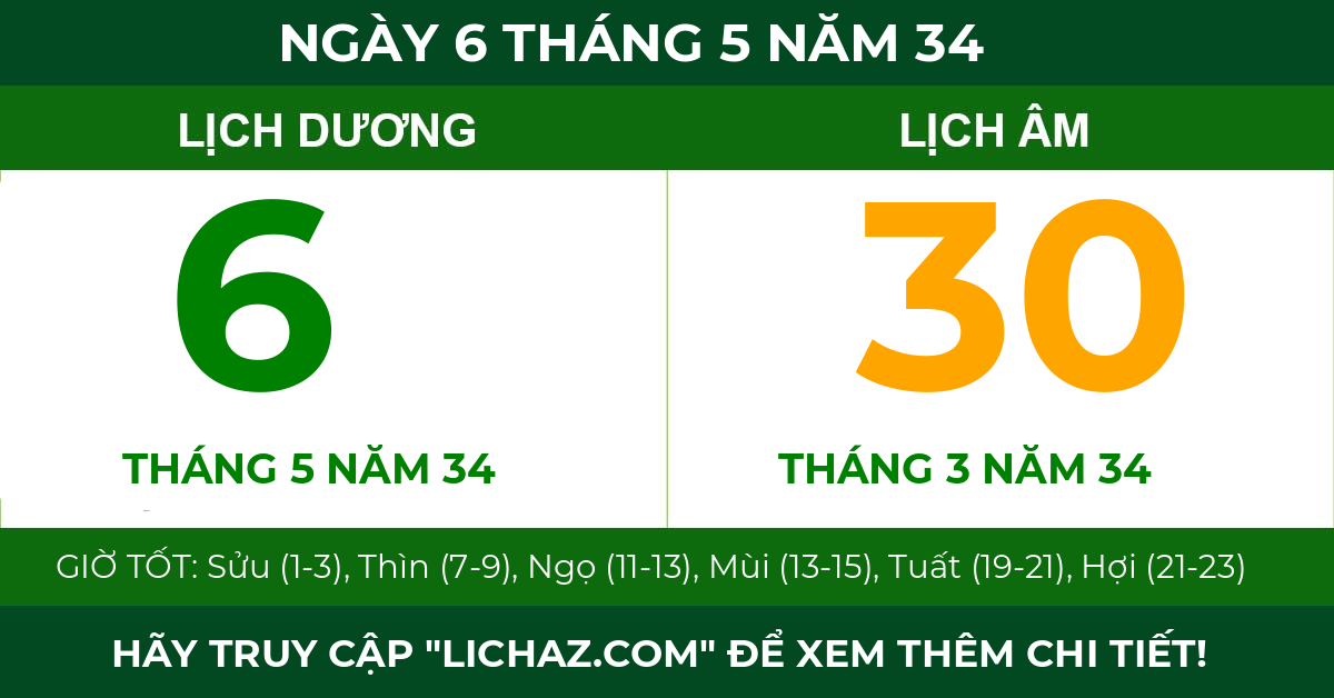 lịch âm ngày 6 tháng 5 năm 34