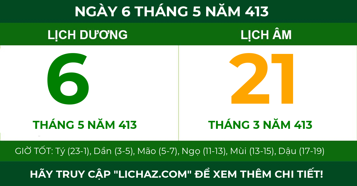 lịch âm ngày 6 tháng 5 năm 413
