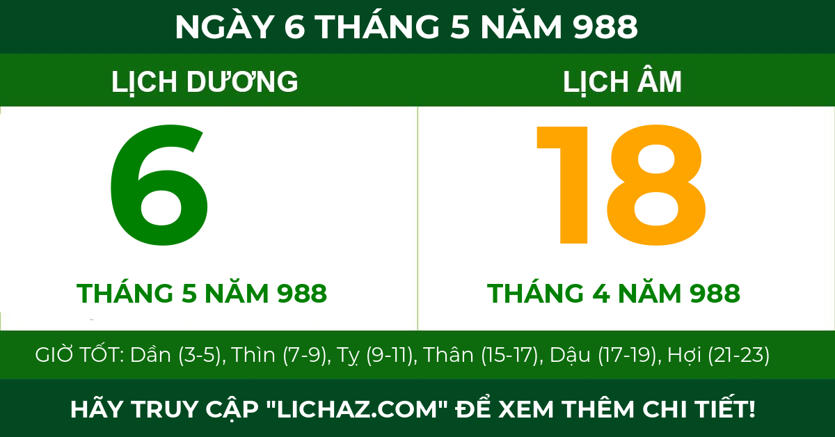 lịch âm ngày 6 tháng 5 năm 988