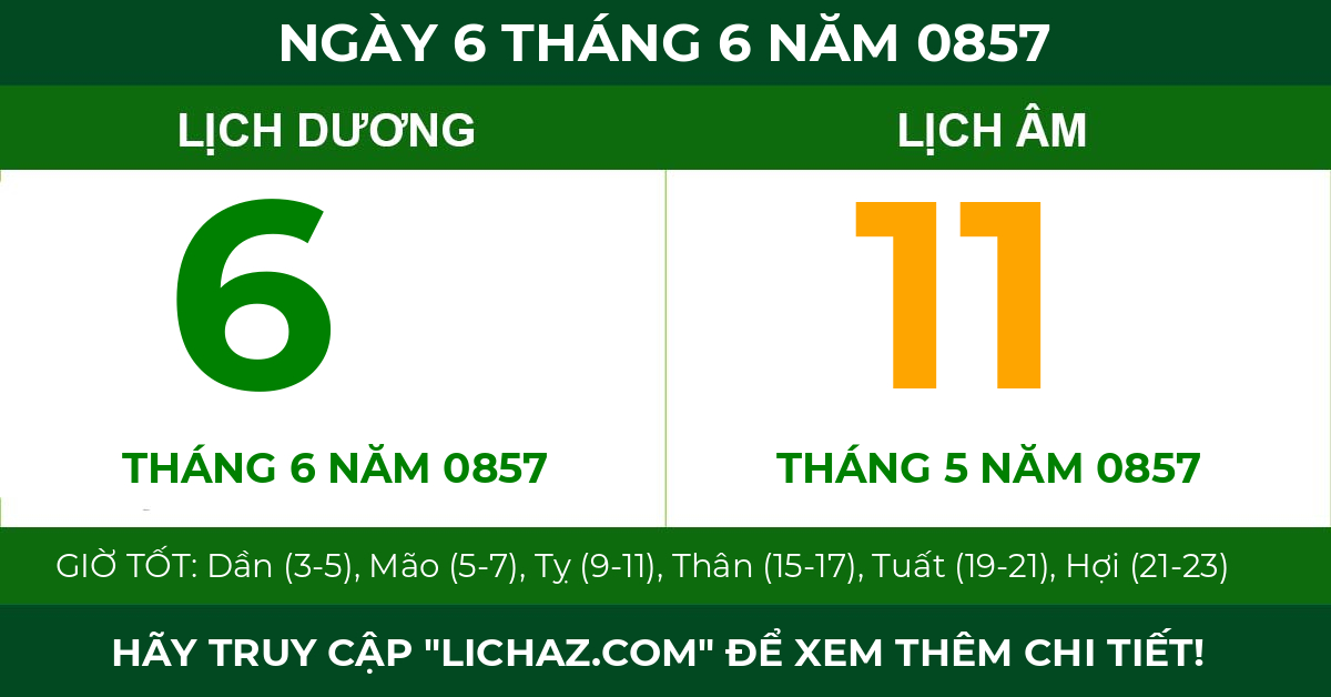 lịch âm ngày 6 tháng 6 năm 0857