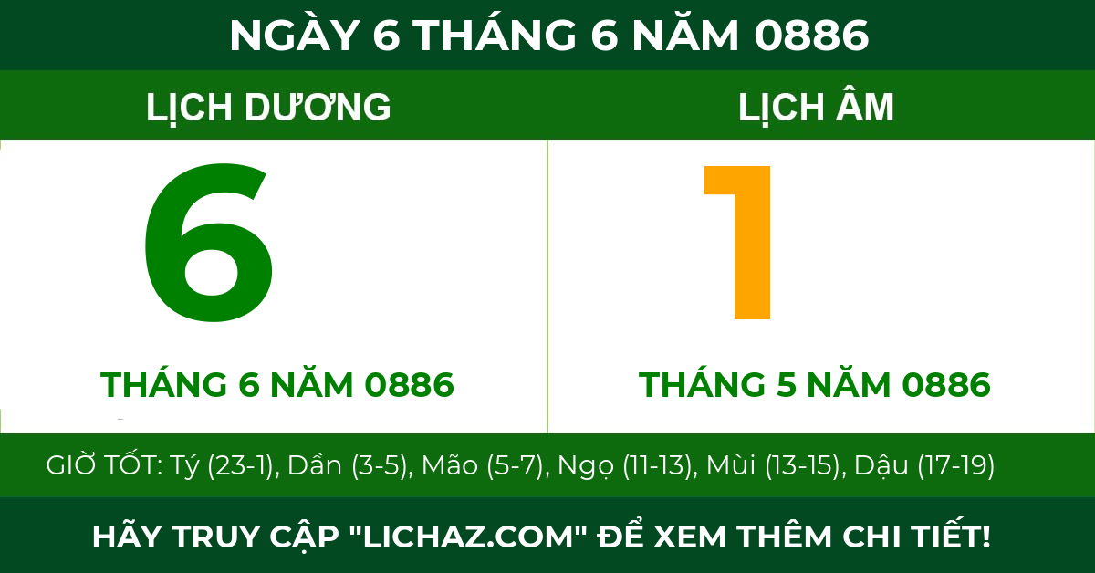 lịch âm ngày 6 tháng 6 năm 0886