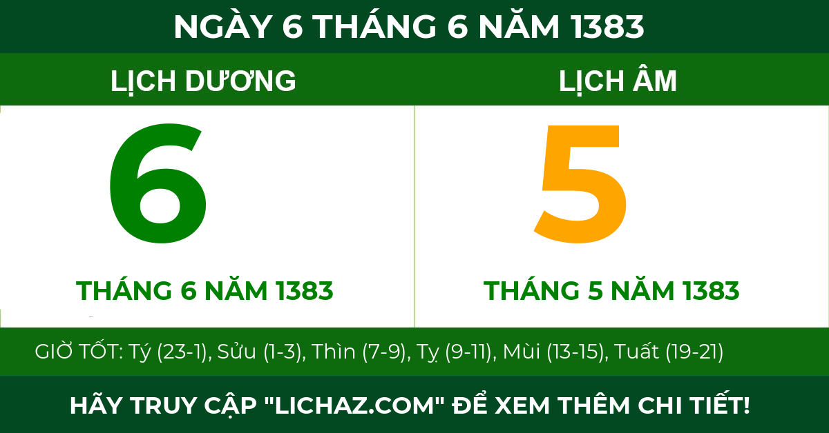 lịch âm ngày 6 tháng 6 năm 1383