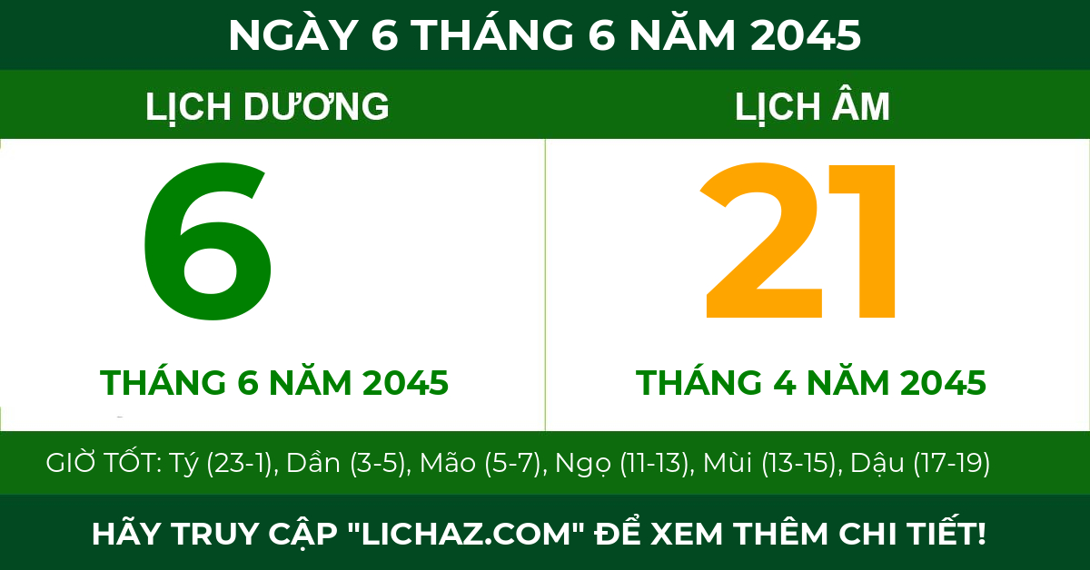 lịch âm ngày 6 tháng 6 năm 2045
