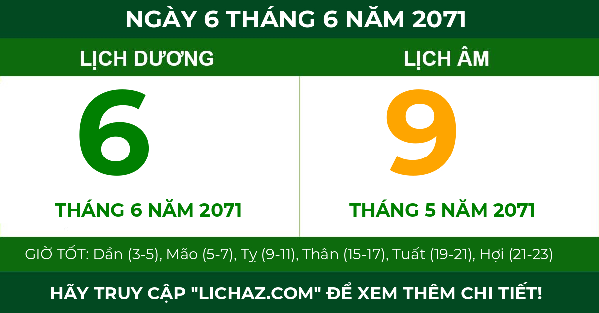 lịch âm ngày 6 tháng 6 năm 2071