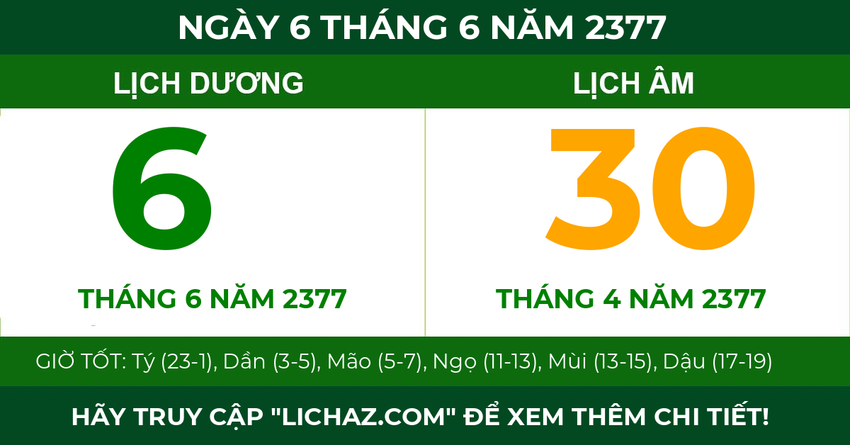 lịch âm ngày 6 tháng 6 năm 2377