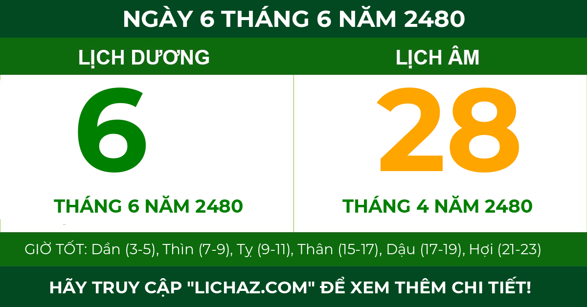 lịch âm ngày 6 tháng 6 năm 2480