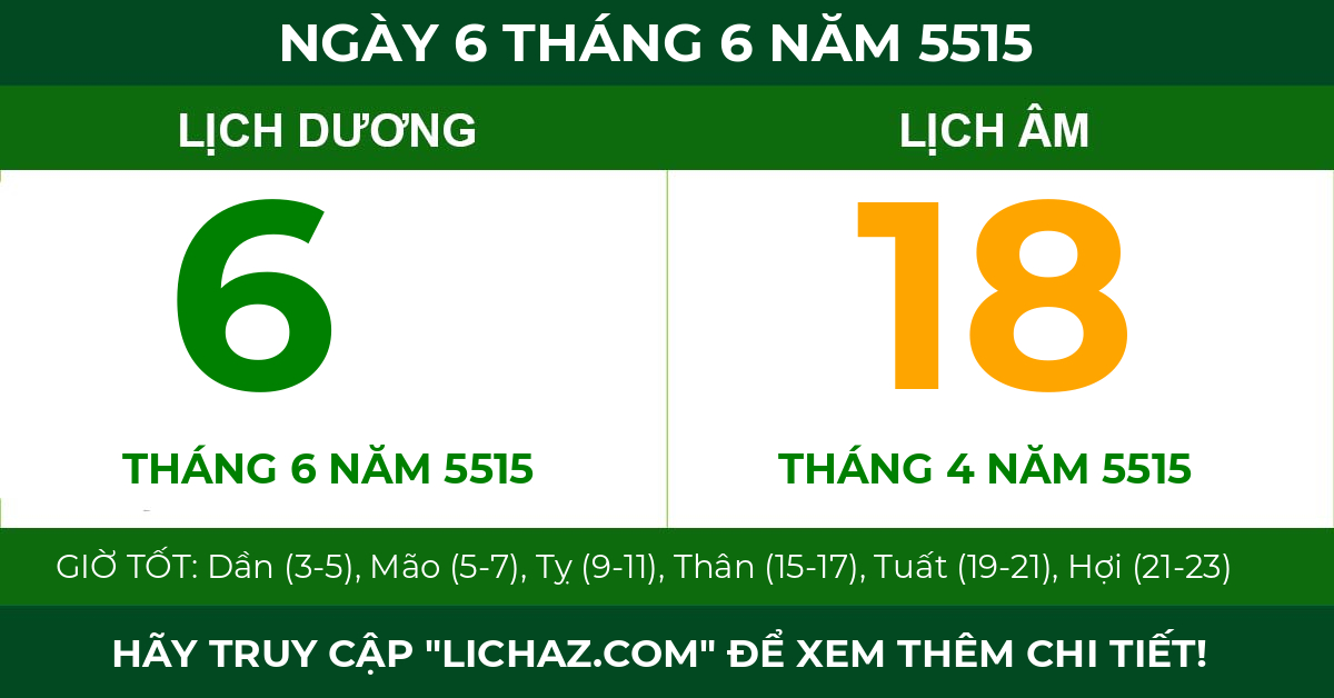 lịch âm ngày 6 tháng 6 năm 5515