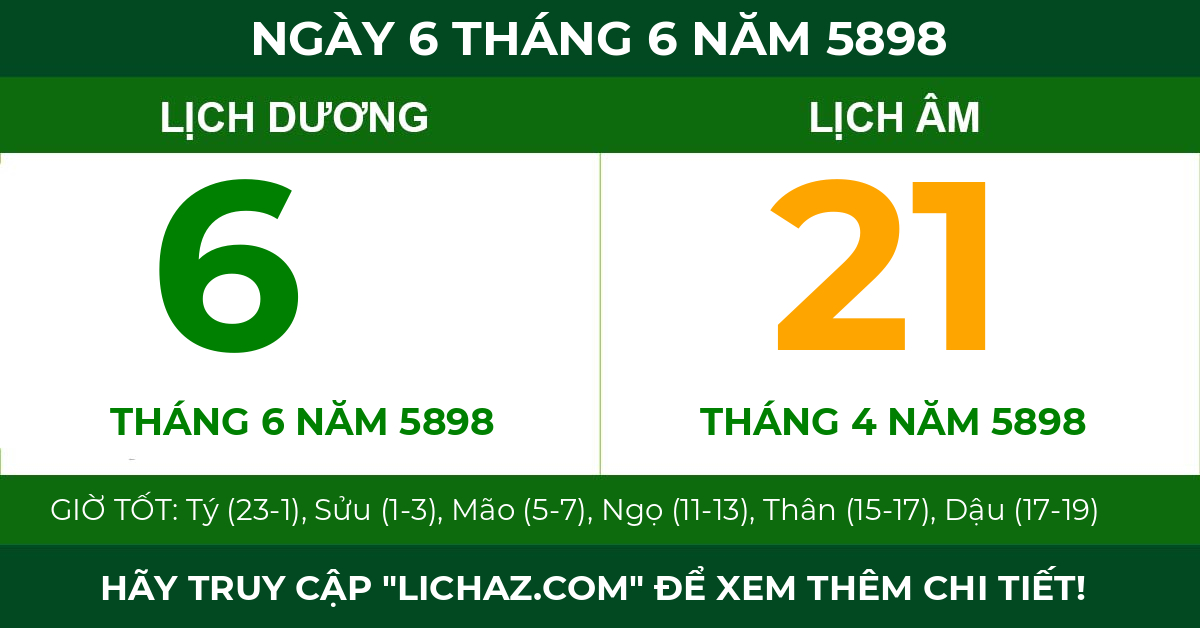 lịch âm ngày 6 tháng 6 năm 5898