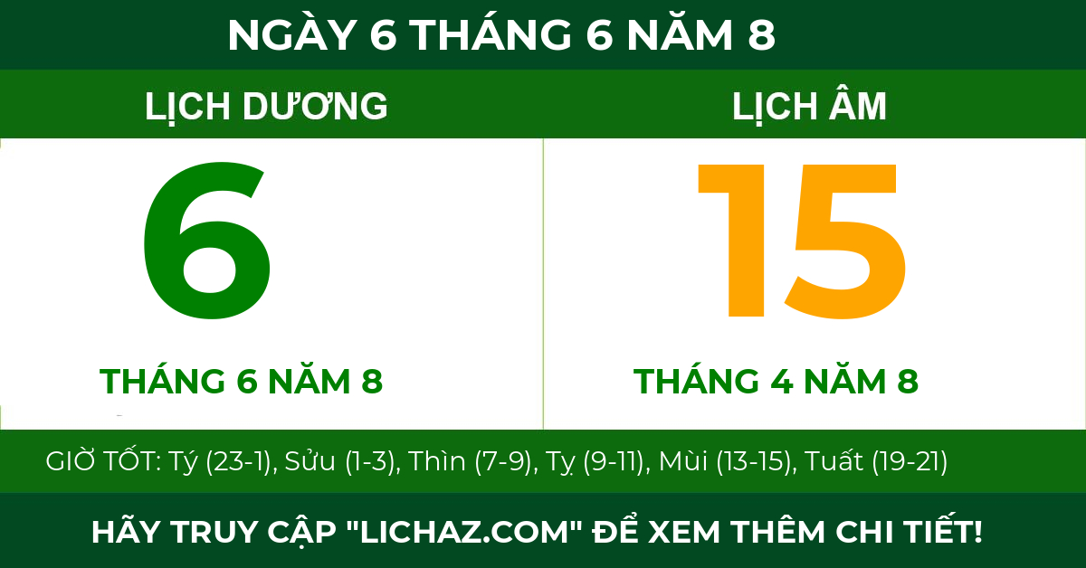 lịch âm ngày 6 tháng 6 năm 8