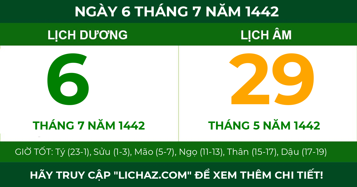 lịch âm ngày 6 tháng 7 năm 1442