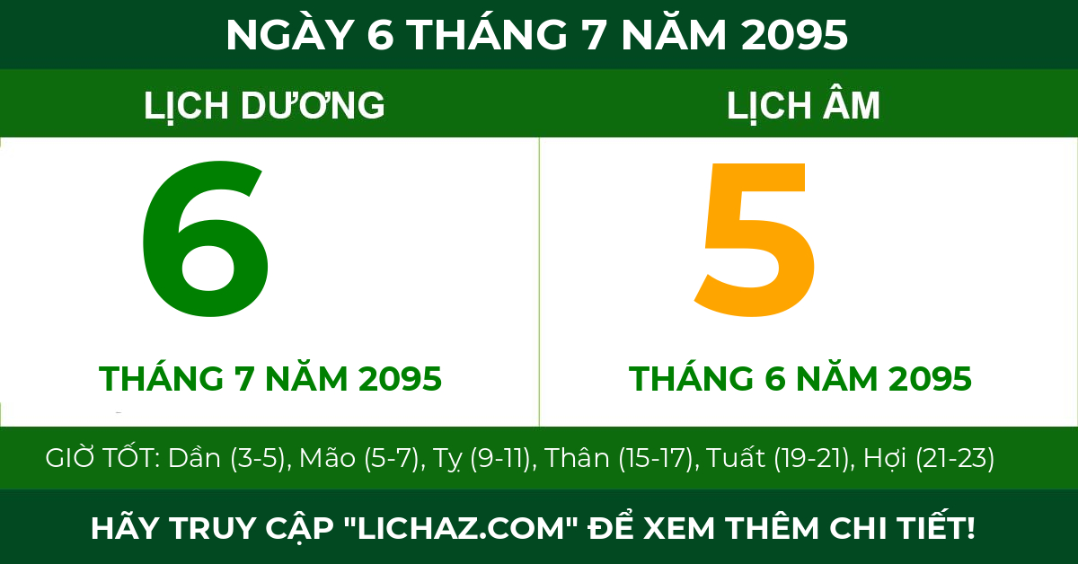 lịch âm ngày 6 tháng 7 năm 2095