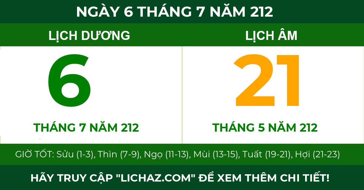 lịch âm ngày 6 tháng 7 năm 212