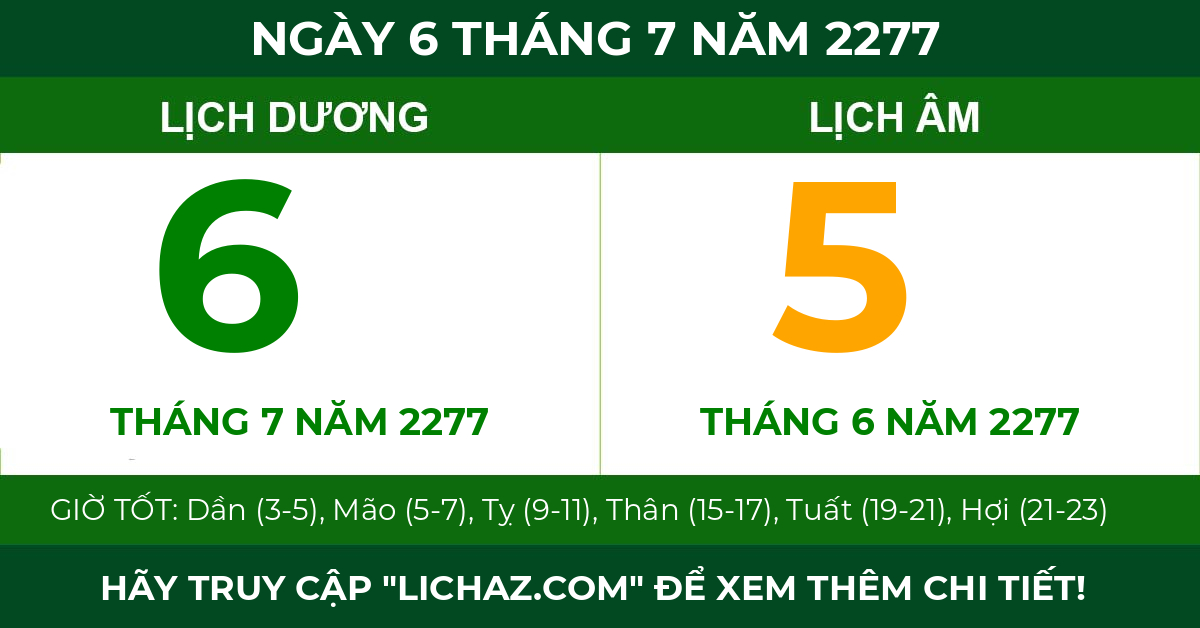 lịch âm ngày 6 tháng 7 năm 2277