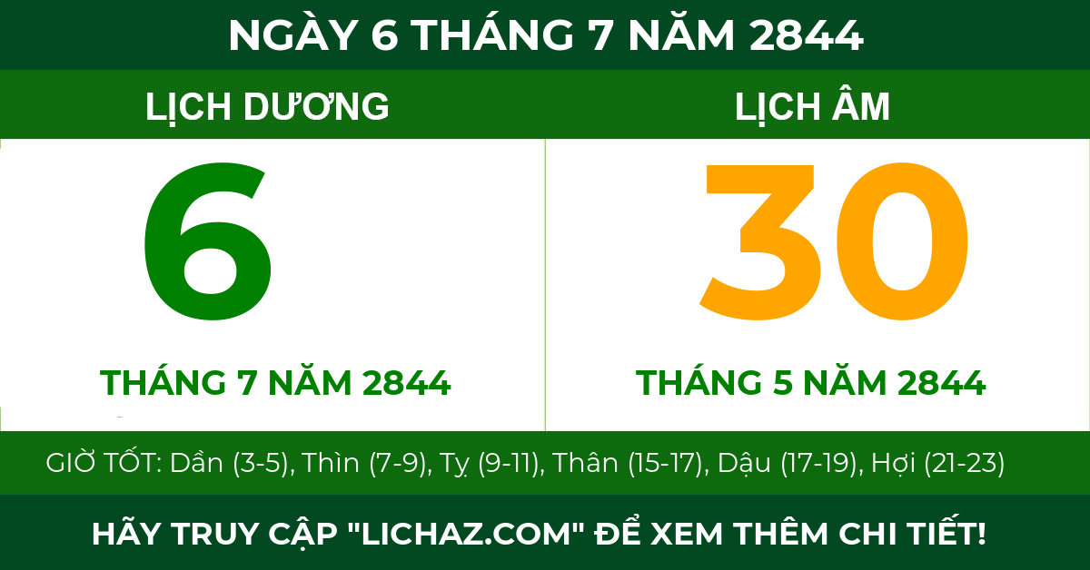 lịch âm ngày 6 tháng 7 năm 2844