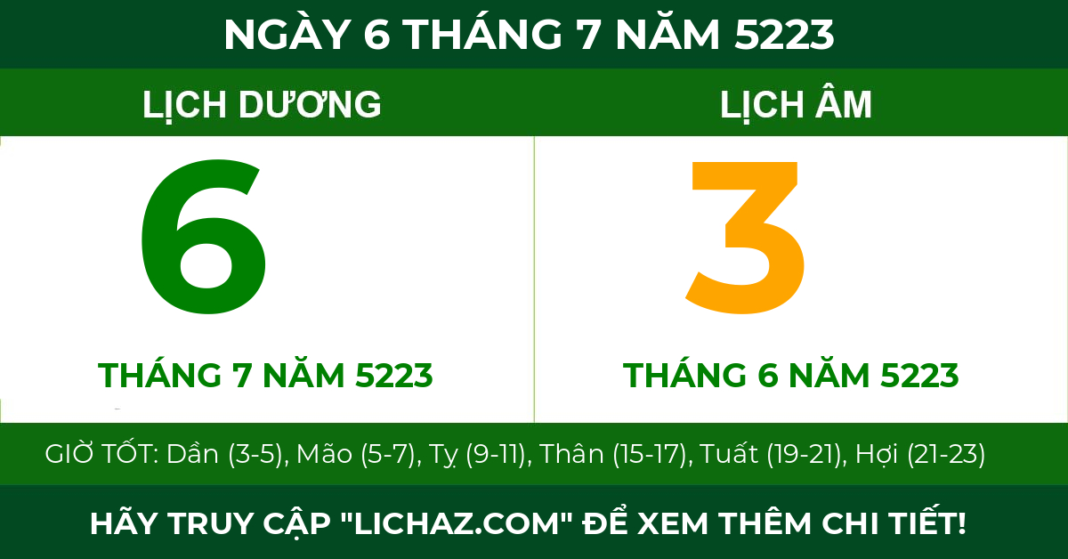 lịch âm ngày 6 tháng 7 năm 5223