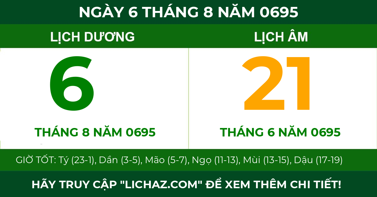 lịch âm ngày 6 tháng 8 năm 0695