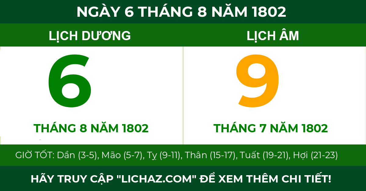 lịch âm ngày 6 tháng 8 năm 1802