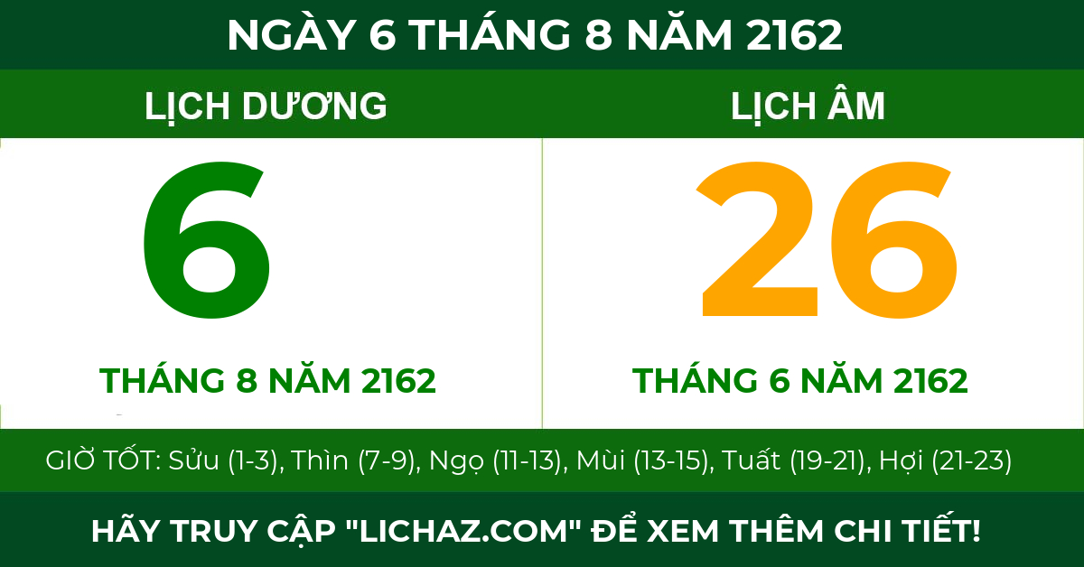 lịch âm ngày 6 tháng 8 năm 2162