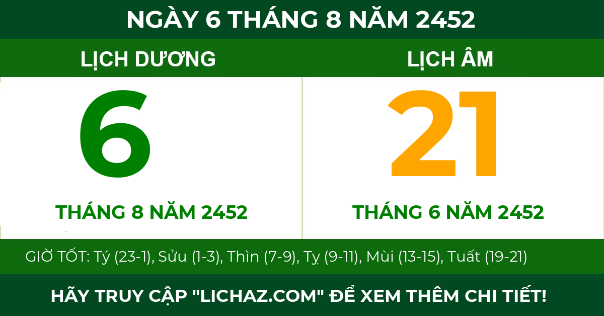 lịch âm ngày 6 tháng 8 năm 2452