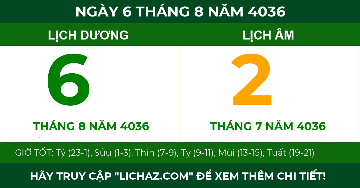 lịch âm ngày 6 tháng 8 năm 4036