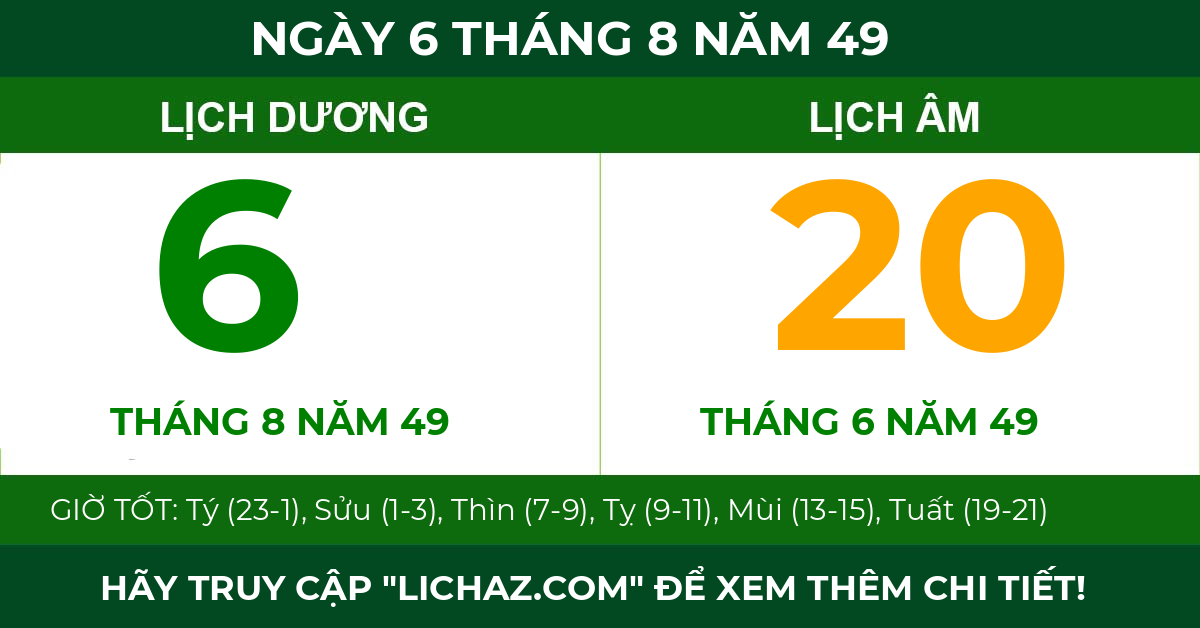 lịch âm ngày 6 tháng 8 năm 49
