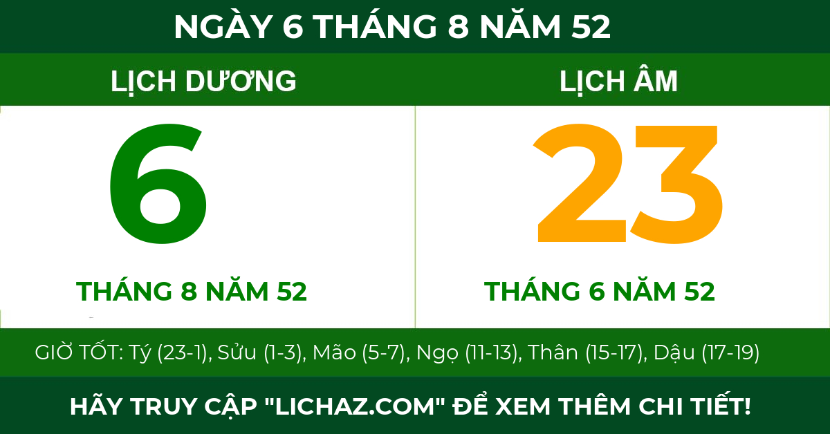 lịch âm ngày 6 tháng 8 năm 52