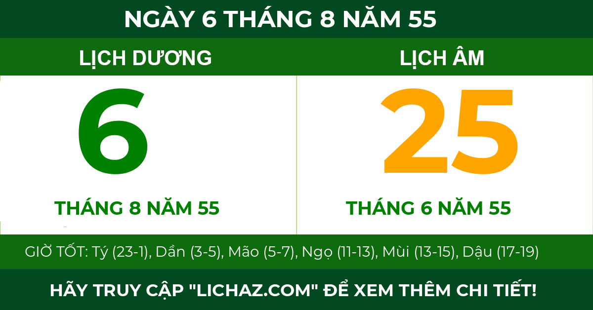 lịch âm ngày 6 tháng 8 năm 55