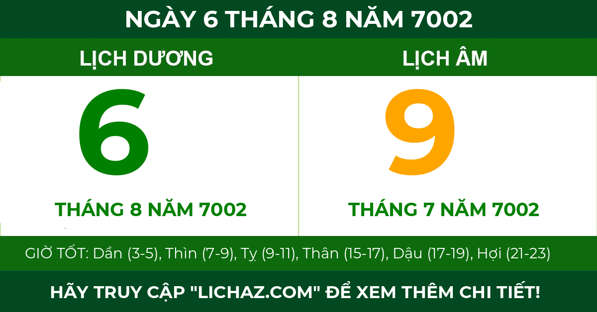 lịch âm ngày 6 tháng 8 năm 7002