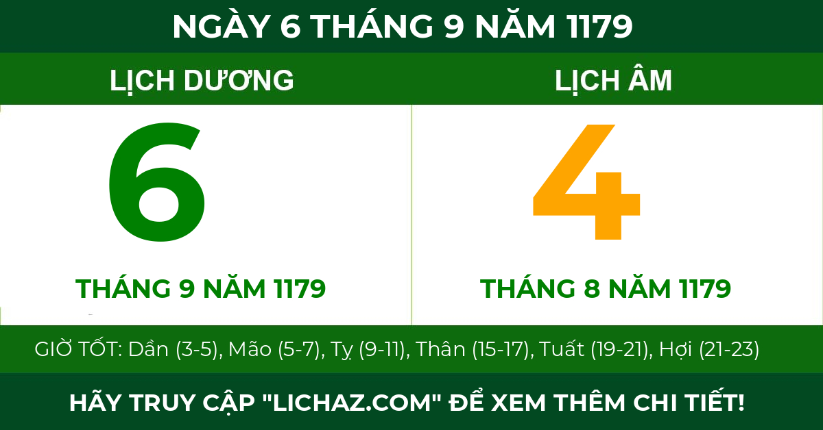lịch âm ngày 6 tháng 9 năm 1179