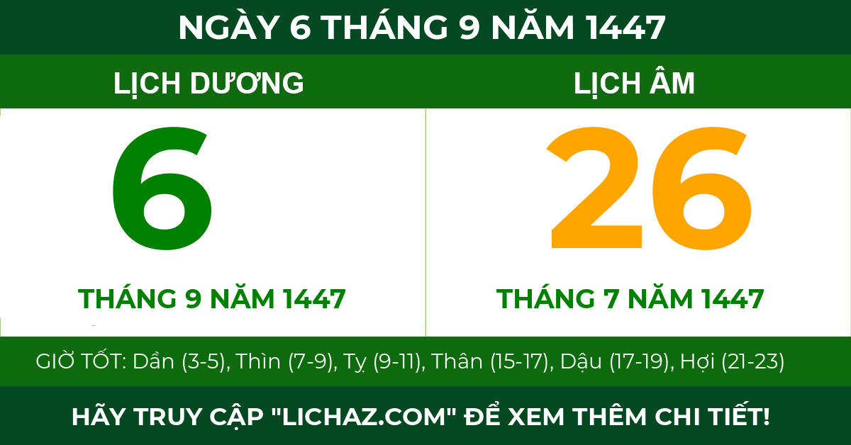 lịch âm ngày 6 tháng 9 năm 1447
