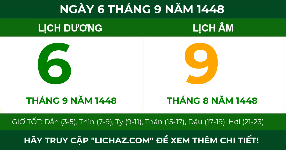 lịch âm ngày 6 tháng 9 năm 1448