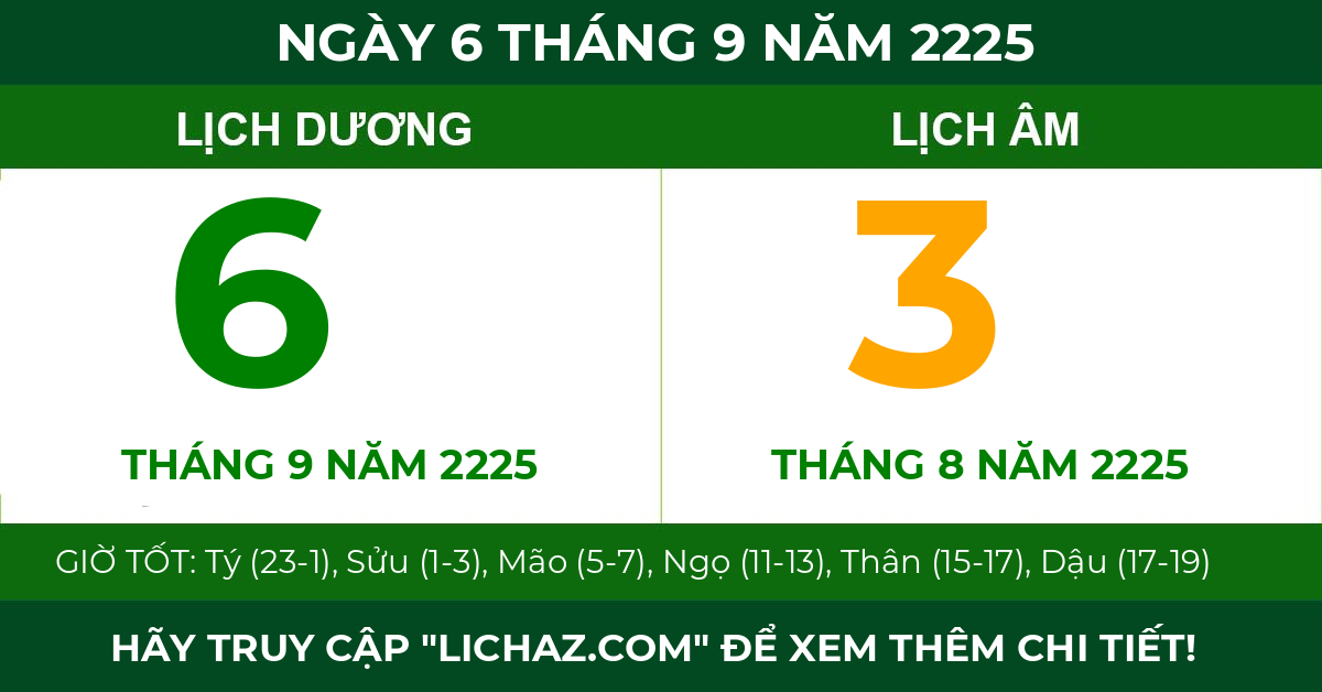 lịch âm ngày 6 tháng 9 năm 2225
