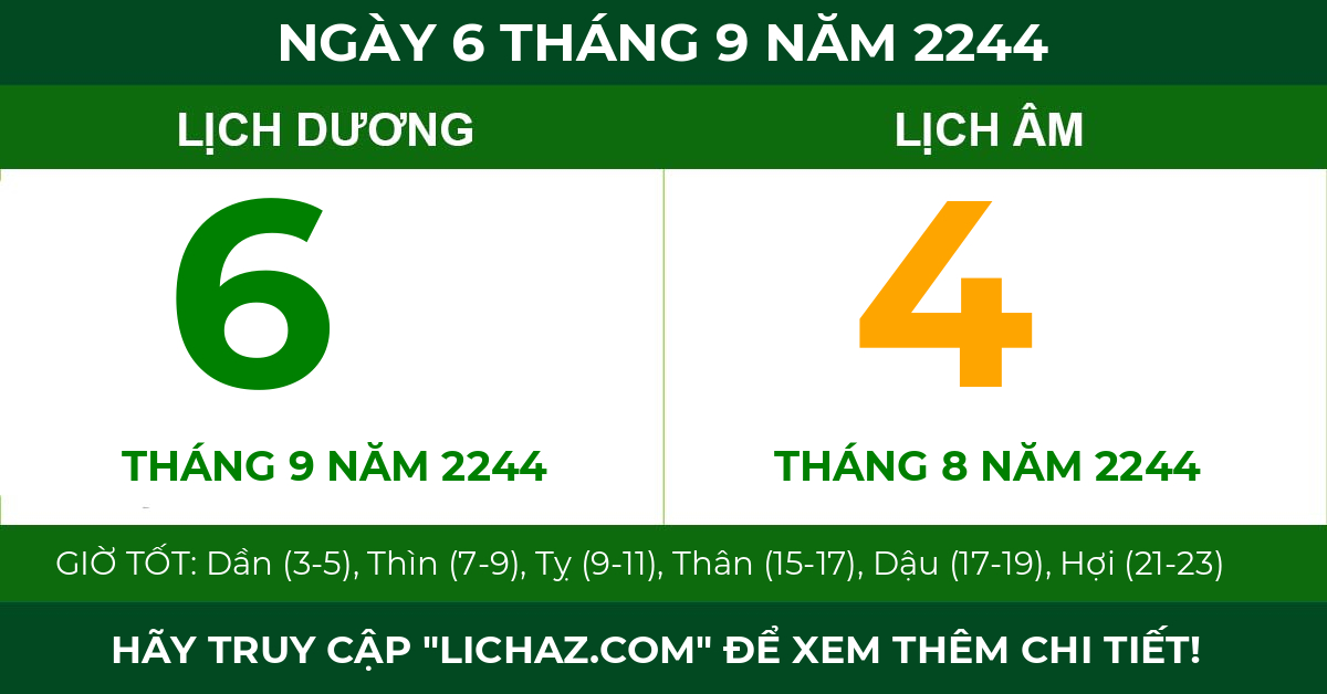 lịch âm ngày 6 tháng 9 năm 2244