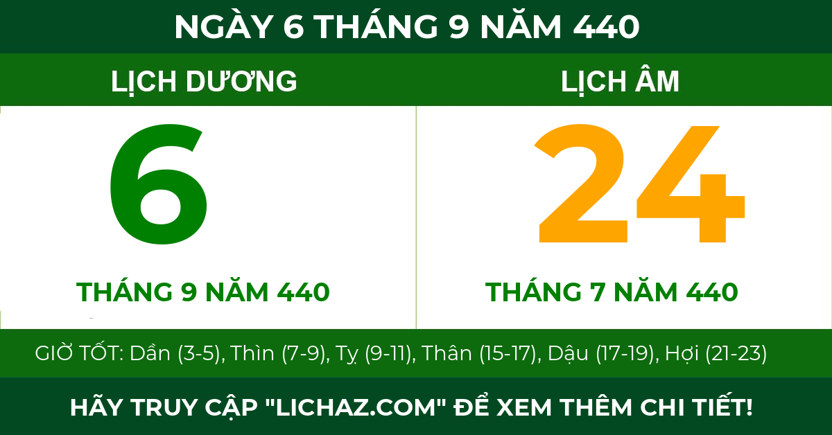 lịch âm ngày 6 tháng 9 năm 440