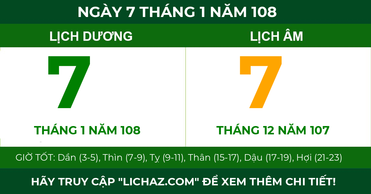 lịch âm ngày 7 tháng 1 năm 108
