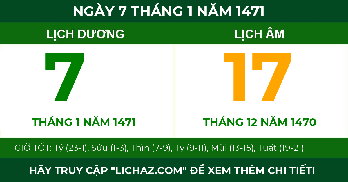 lịch âm ngày 7 tháng 1 năm 1471