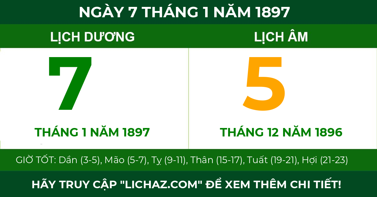lịch âm ngày 7 tháng 1 năm 1897