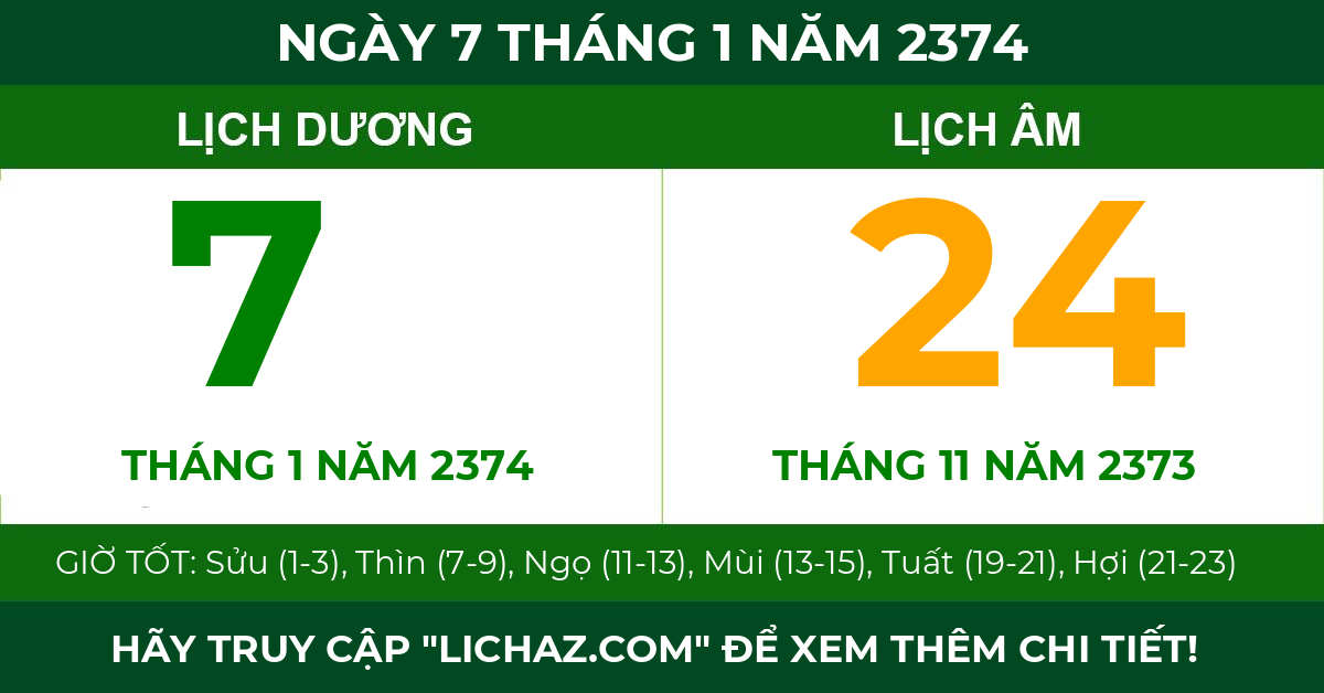 lịch âm ngày 7 tháng 1 năm 2374