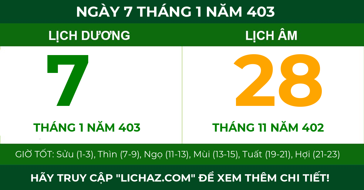 lịch âm ngày 7 tháng 1 năm 403