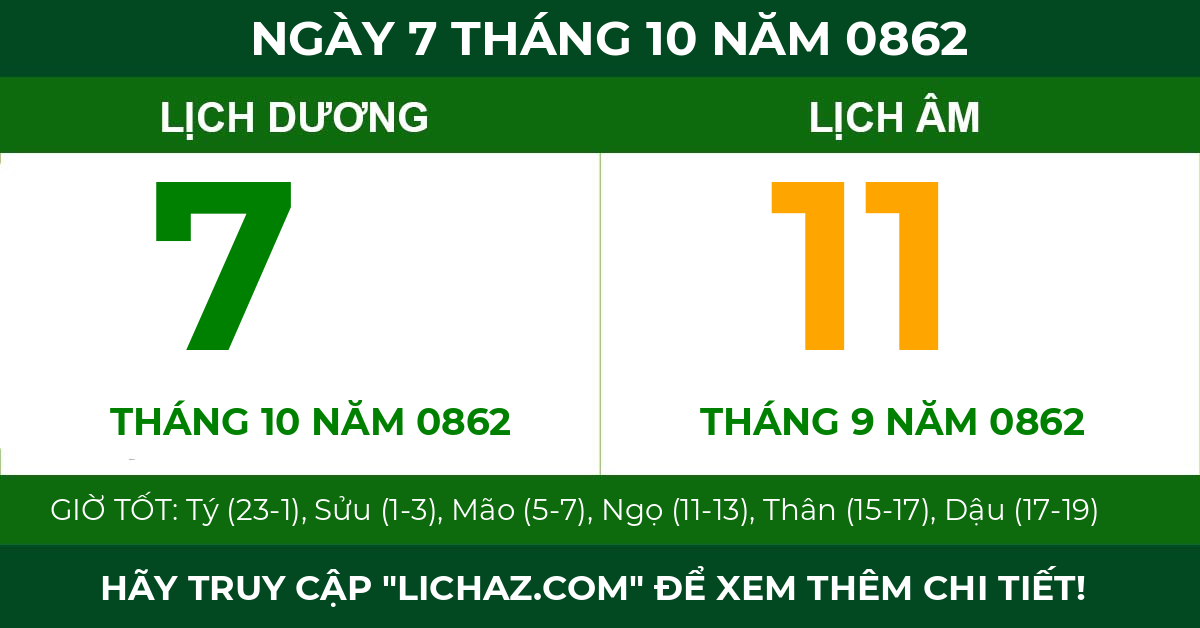 lịch âm ngày 7 tháng 10 năm 0862