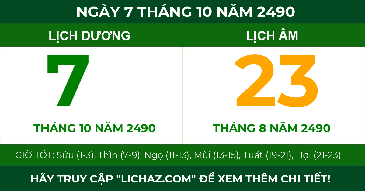 lịch âm ngày 7 tháng 10 năm 2490