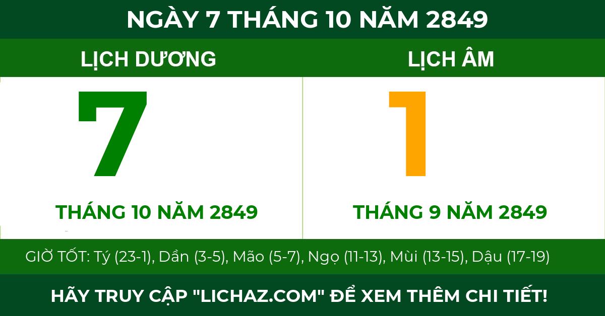 lịch âm ngày 7 tháng 10 năm 2849