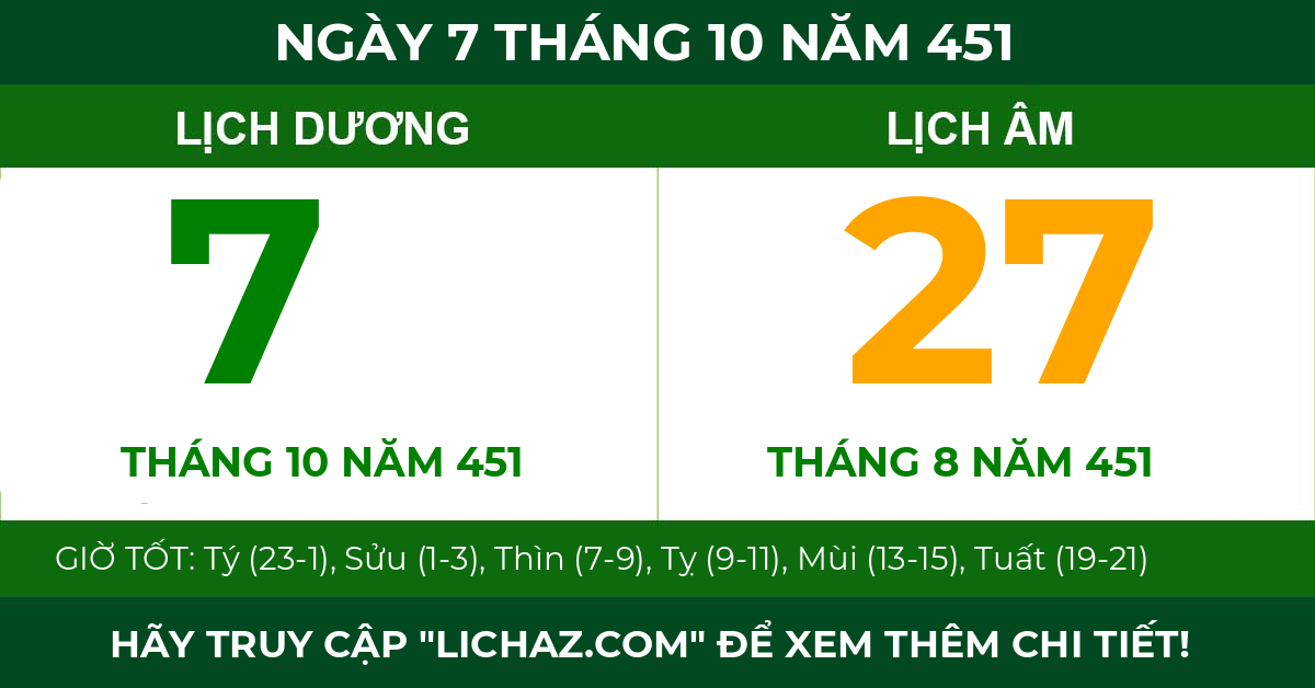lịch âm ngày 7 tháng 10 năm 451