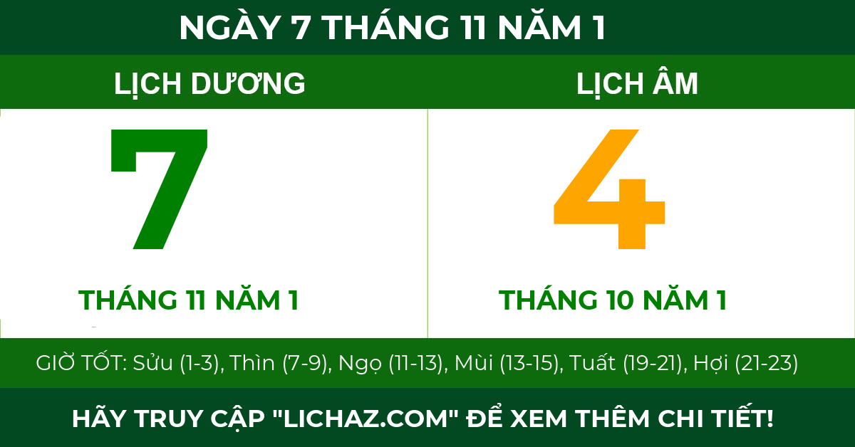 lịch âm ngày 7 tháng 11 năm 1